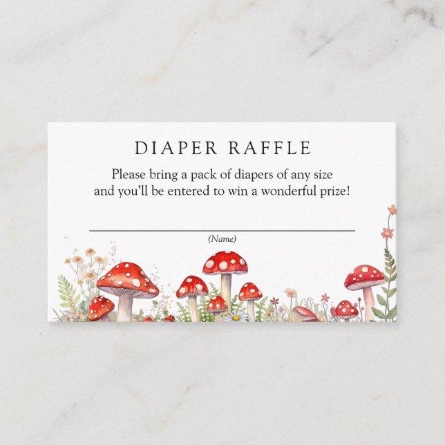 Mushroom Baby Shower Diaper Raffle Enclosure Card (Front)
