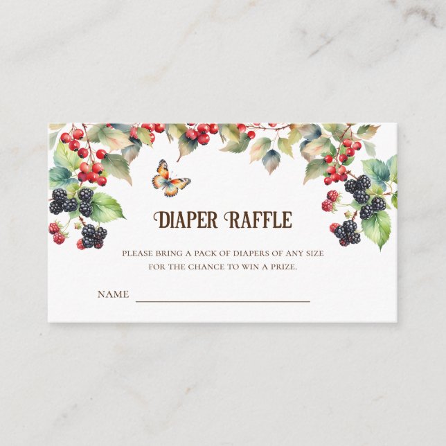 Mushroom Baby Shower Diaper Raffle Tickets Enclosure Card (Front)