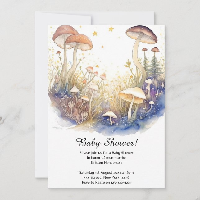 Mushroom Baby Shower Invitation (Front)