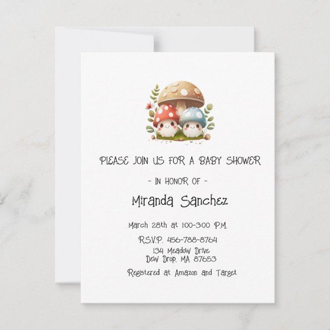 Mushroom Baby Shower  Invitation (Front)