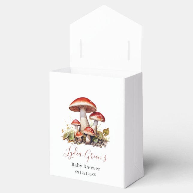 Mushroom Baby Shower Invite, Fall Gender Neutral Favour Box (Opened)