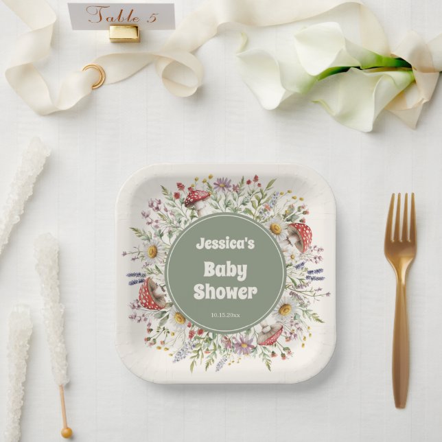 Mushroom Baby Shower  Paper Plate (Wedding)