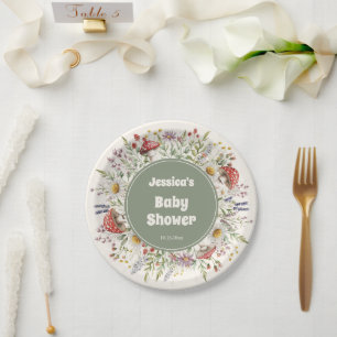 Mushroom Baby Shower Paper Plate