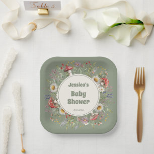 Mushroom Baby Shower  Paper Plate