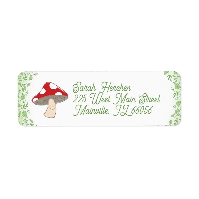 Mushroom Baby Shower Return Address Label (Front)