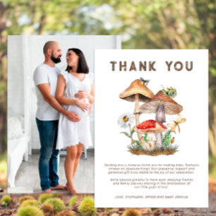 Mushroom Baby Shower Thank You Card   Personalised