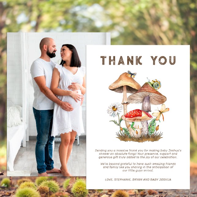 Mushroom Baby Shower Thank You Card | Personalised (Mushroom Baby Shower Thank You Card)