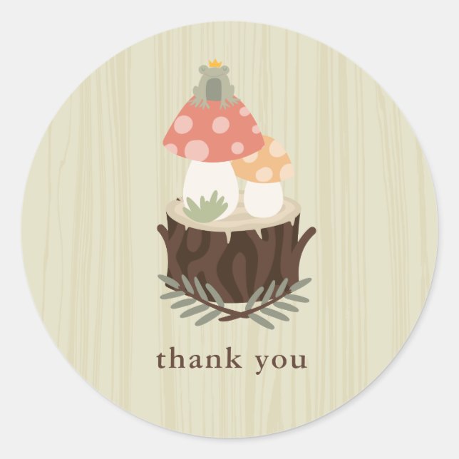 Mushroom Baby Shower Thank You Classic Round Stick Sticker (Front)
