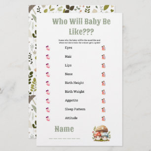 Mushroom Baby Shower Who is Baby Like Stationery