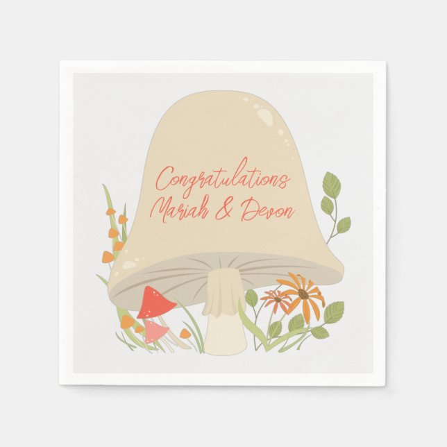 Mushroom Baby Shower Woodland Napkin (Front)