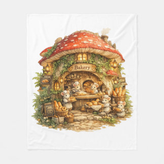 Mushroom Bakery | Whimsical Woodland Cottagecore  Fleece Blanket
