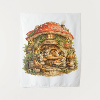 Mushroom Bakery | Whimsical Woodland Cottagecore  Tapestry