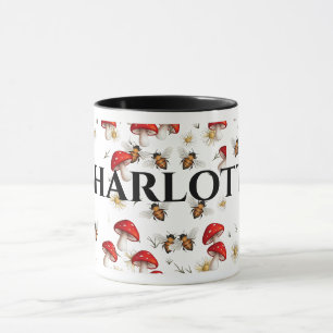 mushroom & bee customisable coffee mug