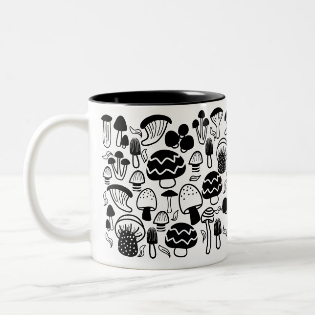 Mushroom Black White Mug (Left)