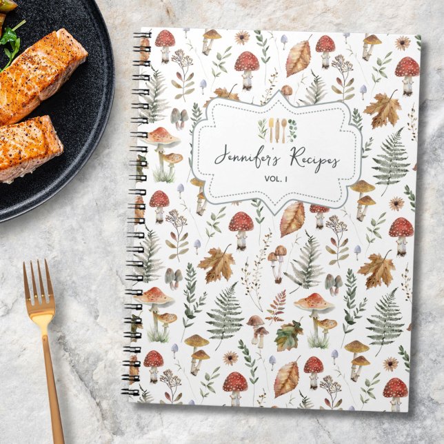Mushroom Botanical Pattern Family Recipe Journal (Creator Uploaded)