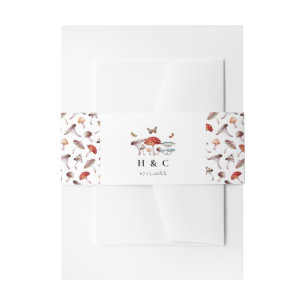 Mushroom Botanical Wedding Invitation Belly Band