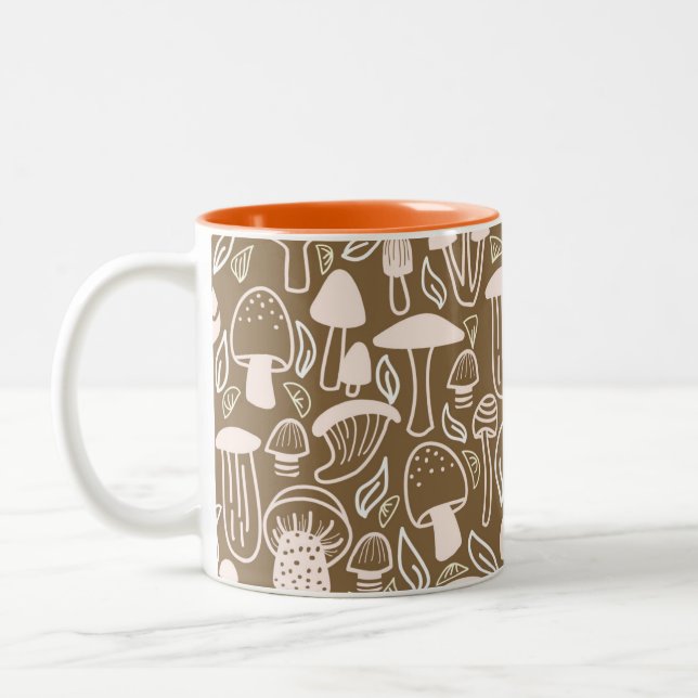 Mushroom Brown Cream Two-Tone Coffee Mug (Left)