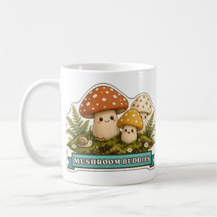 Mushroom Buddies Three Smiling Forest Mushrooms Coffee Mug