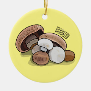 Mushroom cartoon illustration  ceramic ornament
