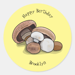 Mushroom cartoon illustration classic round sticker