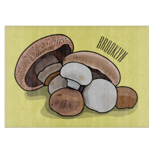 Mushroom cartoon illustration cutting board