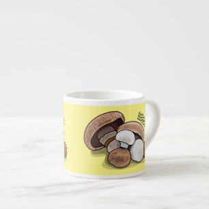 Mushroom cartoon illustration  espresso cup