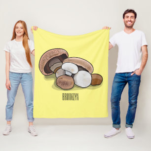 Mushroom cartoon illustration fleece blanket