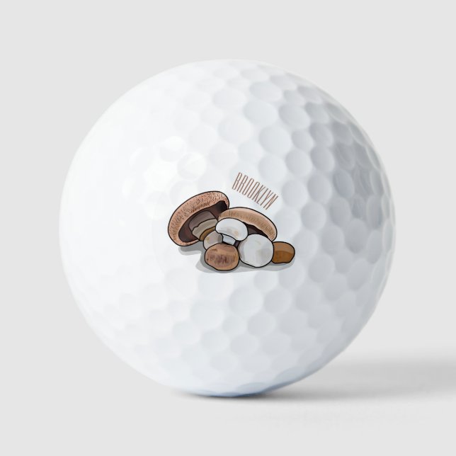 Mushroom cartoon illustration  golf balls (Front)