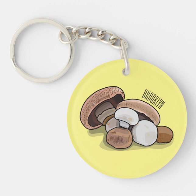 Mushroom cartoon illustration  key ring (Front)
