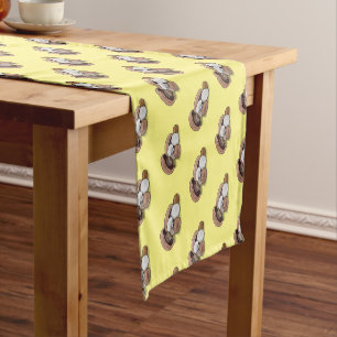 Mushroom cartoon illustration short table runner