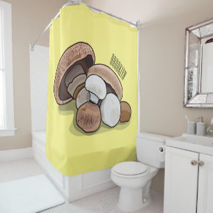 Mushroom cartoon illustration  shower curtain