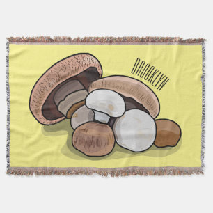 Mushroom cartoon illustration throw blanket