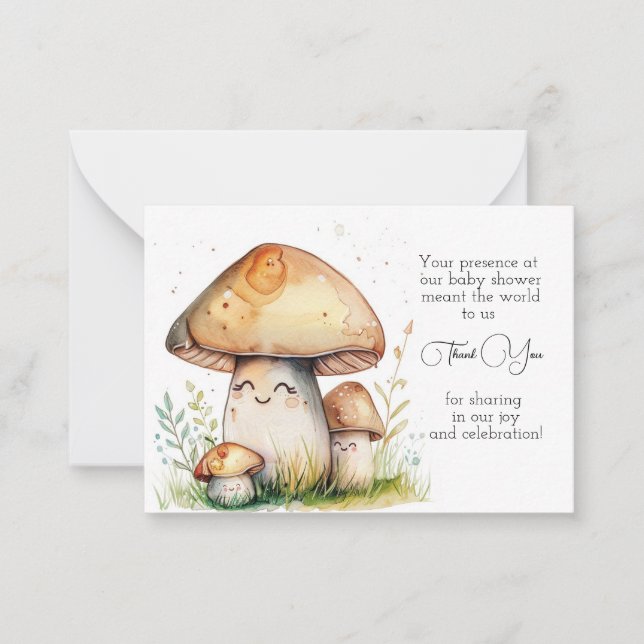 Mushroom Cartoon Thank You Card (Front)