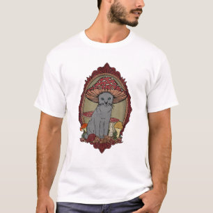Mushroom Cat Cottagecore Aesthetic Agaric Mushroo T-Shirt