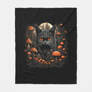Mushroom Cat Cottagecore Aesthetic Goth Art Emo My Fleece Blanket