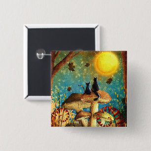 Mushroom Cats 15 Cm Square Badge