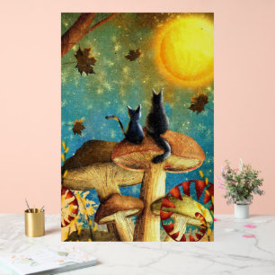 Mushroom Cats Acrylic Sign