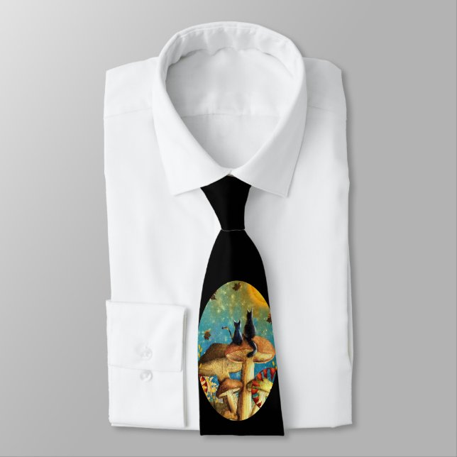 Mushroom Cats Black Tie (Tied)