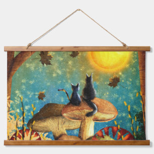 Mushroom Cats Hanging Tapestry