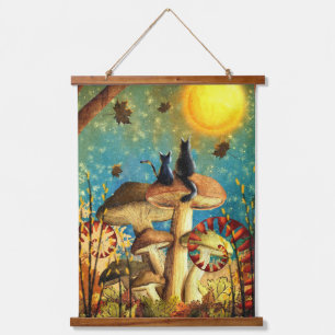 Mushroom Cats  Hanging Tapestry