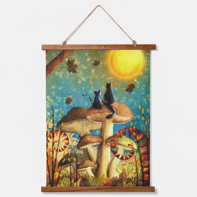 Mushroom Cats  Hanging Tapestry (Front)