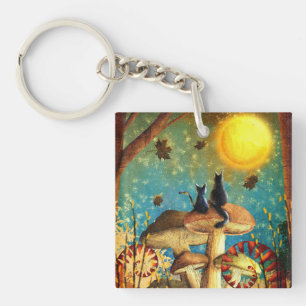 Mushroom Cats Key Ring