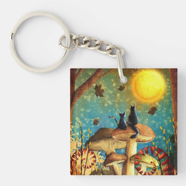 Mushroom Cats  Key Ring (Front)