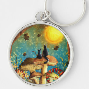 Mushroom Cats  Key Ring