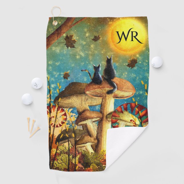 Mushroom Cats Monogram Golf Towel (InSitu)