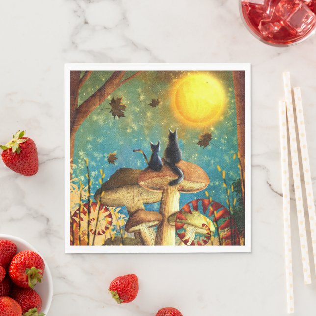 Mushroom Cats  Napkin (Insitu)