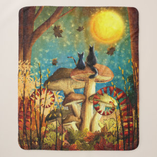 Mushroom Cats Sherpa Blanket