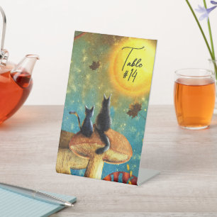 Mushroom Cats Table Number Pedestal Sign
