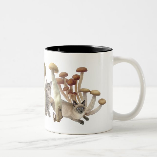 Mushroom cats Two-Tone coffee mug (Right)