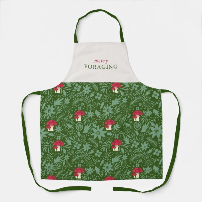 Mushroom Christmas Cottagecore Apron (Front)